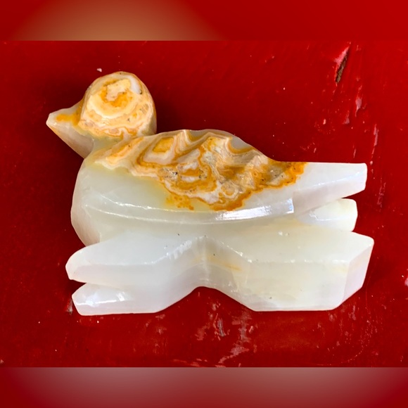 Vintage Hand Carved Artisan Onyx Marble Stone Duck Bird Figurine Statuette - Picture 16 of 16